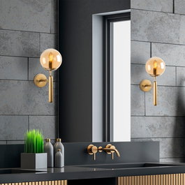 Opviq King - 11459 Lámpara de pared dorada con tapa de cristal